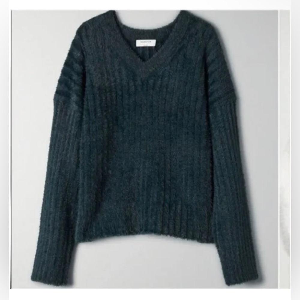 Babaton Aritzia green Ribbed Sweatshirt